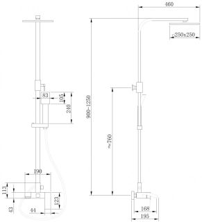Душевая стойка ABBER Wasserfall чёрный матовый AF8616B